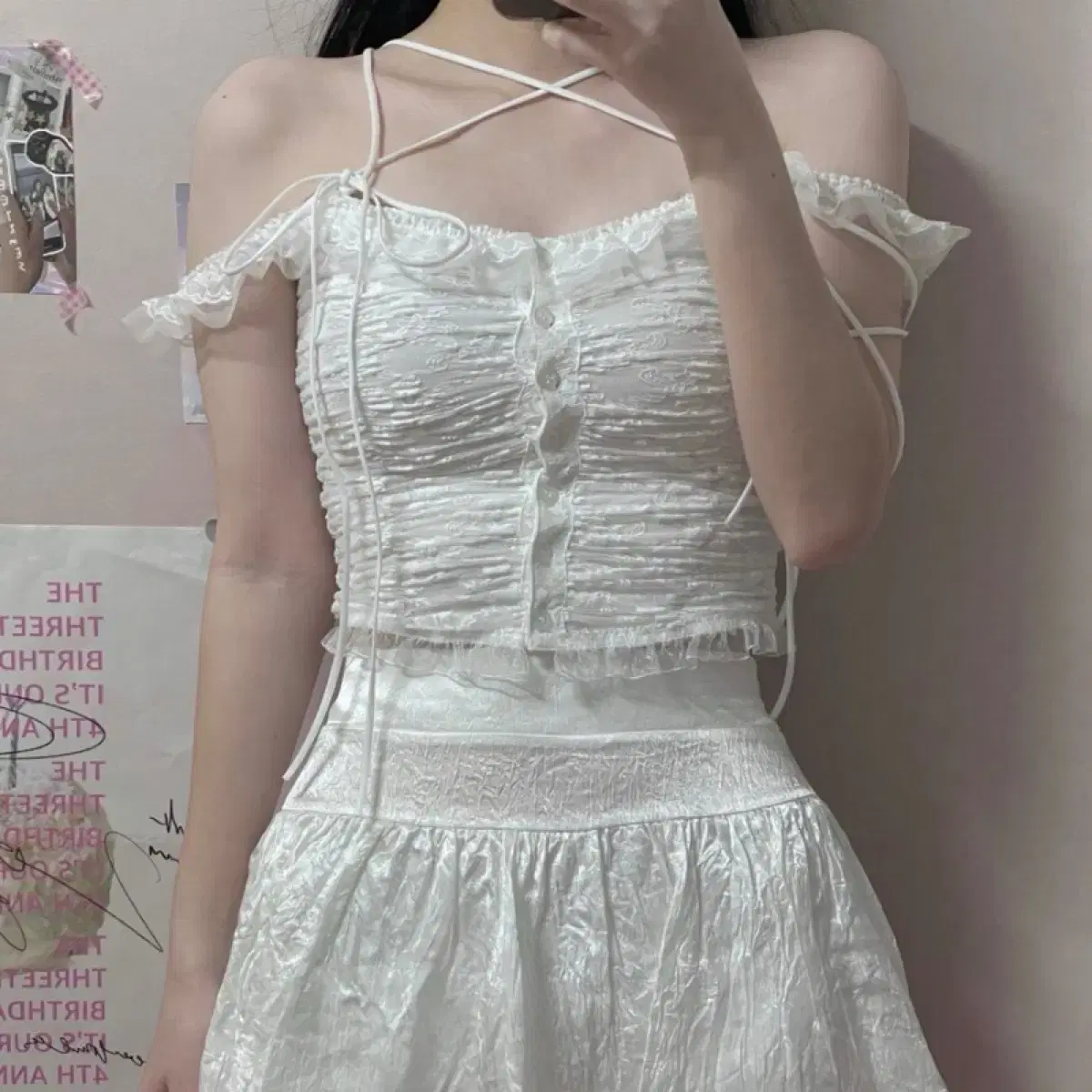 トップス DRYROSE angel lace string top 10th Restock] ANGEL LACE STRING TOP (BK) - [드라이로즈]