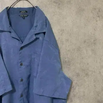 00S 폴리에스테르 패턴 셔츠 반팔 오픈 카라 남성용 XL 폴리 개성파