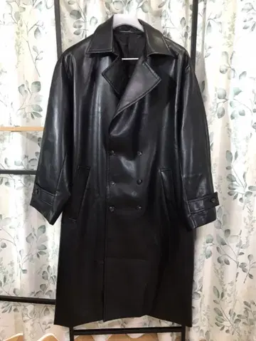 TAKEO KIKUCHI 다케오 키쿠치 인조 가죽 롱 코트 블랙