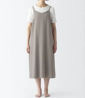 MUJI 무인양품 여성용 치즈 크로스 거즈 원피스 S 그레이지