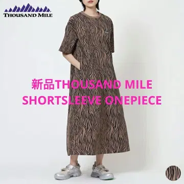 새상품 THOUSAND MILE 숏 슬리브 원피스 제브라 패턴 반팔