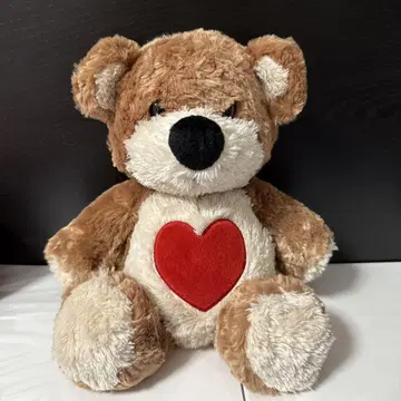 브라운 하트가 달린 봉제 인형 약 30cm