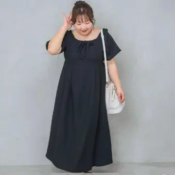 yuki 시마무라 원피스 LL 블랙 통통 리본 프릴