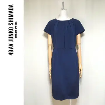 49AV. 준코 시마다 턱 디자인 심플 반팔 원피스 네이비 40