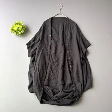 센소유니코 자비로운 비 반팔 블라우스 튜닉 겉옷 아지메 블랙