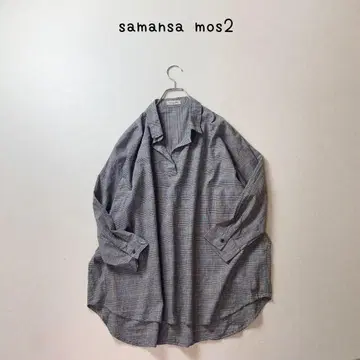 samansa mos2 스키퍼 체크 블라우스 루즈핏