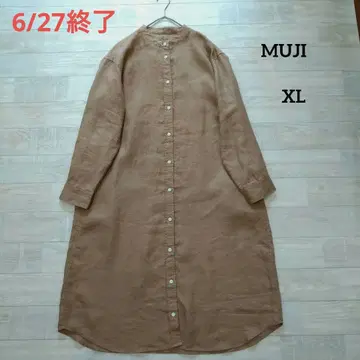 MUJI 무인양품 스탠드 카라 린넨 셔츠 원피스 XL