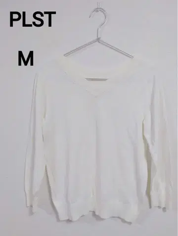 플라스트 PLST 화이트 V넥 니트 M 심플 깔끔한
