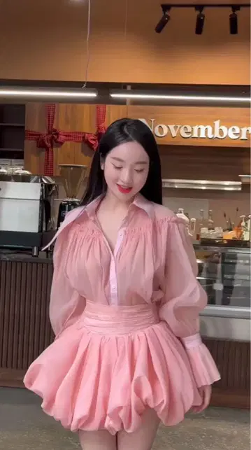 핑크 쉬폰 셋업