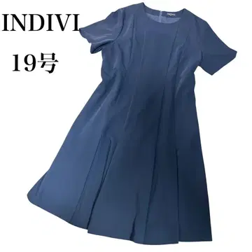INDIVI 19호 세탁 가능한 롱 원피스 네이비 포멀 플레어