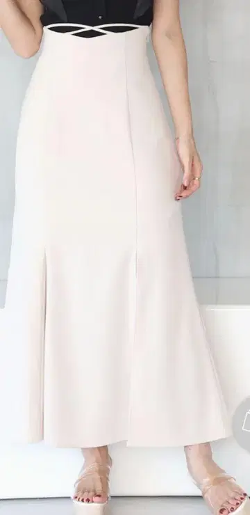머큐리 듀오 내로우 레이스업 머메이드 스커트 아이보리