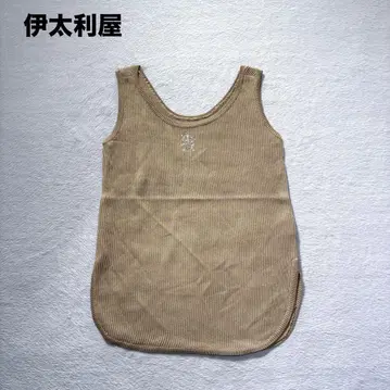 이타리야 이타리야 탱크탑 스팽글 로고 베이지 리브 소재 9