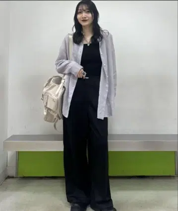 지나시스 텐셀 린넨 시어 셔츠 블루