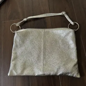 GENUINE LEATHER 골드 글리터 클러치백 천연 가죽
