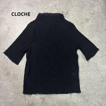 cloche 크로셰 블랙 티셔츠 보틀넥 시어