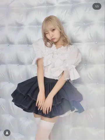릴릴리 백 데님 리본 스커트