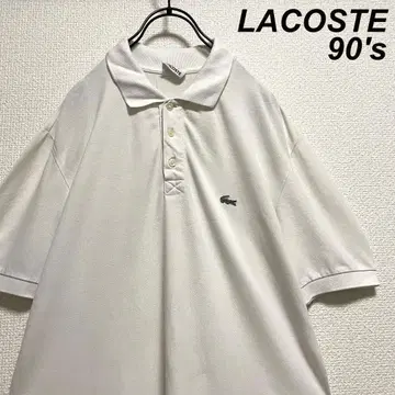 90's LACOSTE/라코스테 피케 셔츠 화이트 원포인트 자수 페루 제
