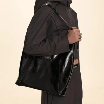 DONOTTAG 블랙 인조 가죽 백