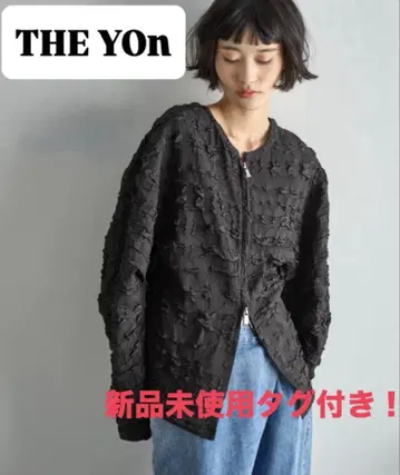 THE YOn 2WAY 리플 자카드 턱 슬리브 W 지퍼 탑 상의 새상품!