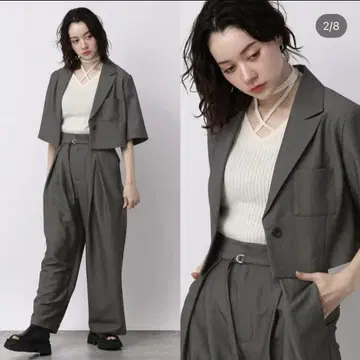 그레이 자켓 반팔 셋업