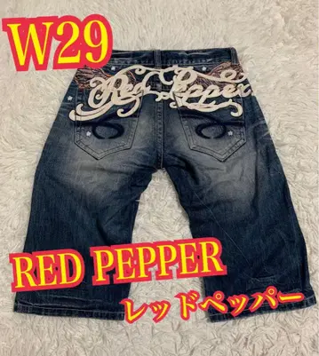 RED PEPPER 레드 페퍼 하프 데님 청바지 날개 자수 W29