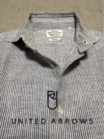 UNITED ARROWS/린넨 셔츠/캔디 스트라이프/스프레드 칼라
