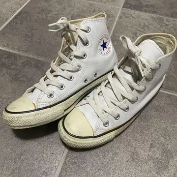 CONVERSE ALL STAR 화이트 하이컷 스니커즈 가죽