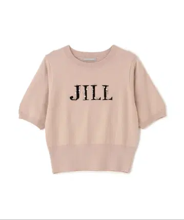 JILLSTUART 반팔 로고 자카드 비쥬 니트 상의