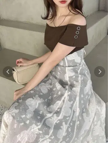 dazzlin 시어 자카드 코르셋 원피스 브라운