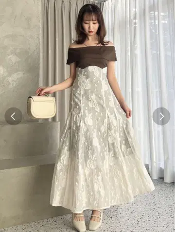 dazzlin 시어 자카드 코르셋 원피스 브라운