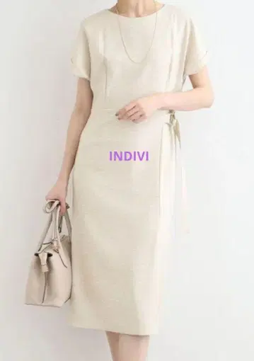 INDIVI 린넨 스타일 스타일업 원피스 내추럴 그레이지