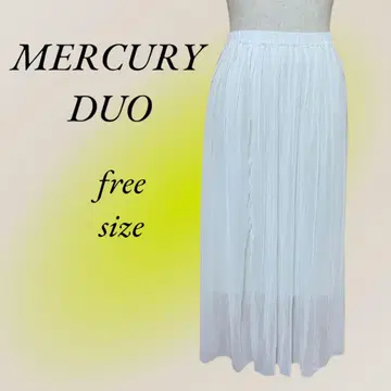 MERCURYDUO 플리츠 스커트 얇은 소재 화이트 프리 약간 시스루