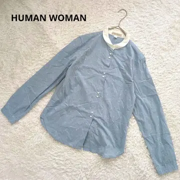 HUMAN WOMAN 코튼 긴팔 셔츠 M 사이즈 스카이블루