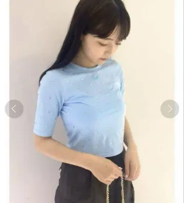 Lily Brown CANDY STOCK 큐빅 티셔츠 스카이블루