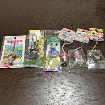 관광 명소 스트랩 6개 세트 성, 지역 특산품, 초파 등