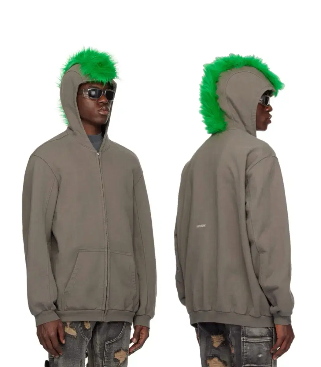 Welldone Mohawk Hair Hoodie Zip-Up