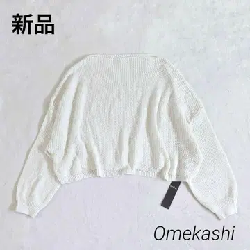 새상품 오메카시 린넨 와이드 니트 풀오버 화이트