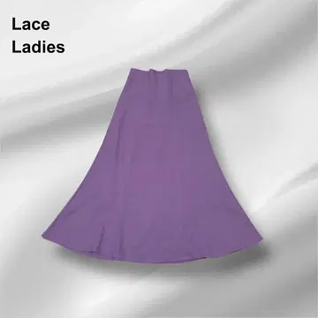 LACE LADIES 퍼플 플레어 스커트 레이스업 디자인 안감 부착