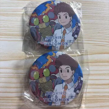 디지몬 이즈미 코지로 텐토몬 글리터 캔뱃지 2개 세트