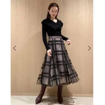 SNIDEL 스나이델 튤 자수 스커트