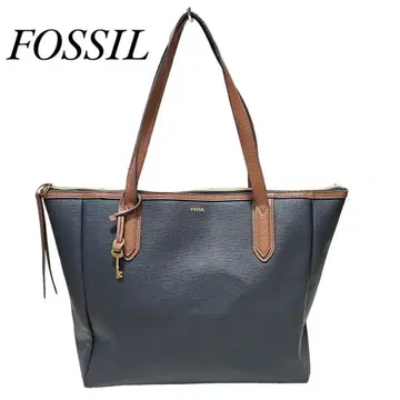 FOSSIL 토트백 골드 금장 장식 A4 수납 대용량 블랙 가죽