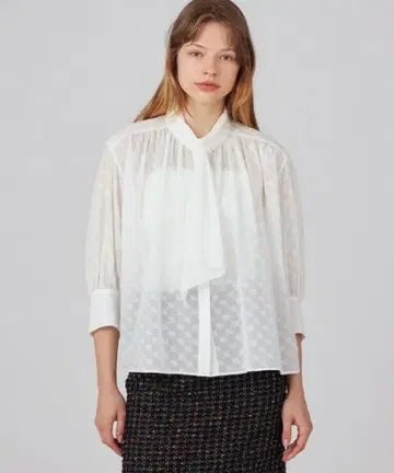 Ballsey 코튼 스카프 보타이 블라우스 미사용 새상품