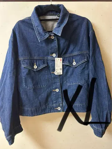 유니클로 UNIQLO 데님 크롭 자켓 XL 블루