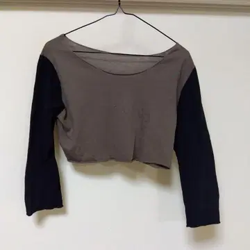 JURGEN LEHL(요건 레일) 브라운과 블랙 크롭 상의
