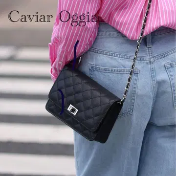 백 메종 도쿄 백화 퀼팅 체인 백 Caviar Oggia