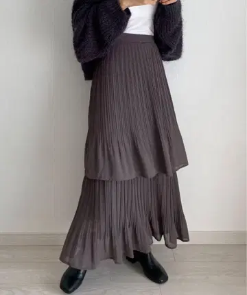 플리츠 티어드 스커트