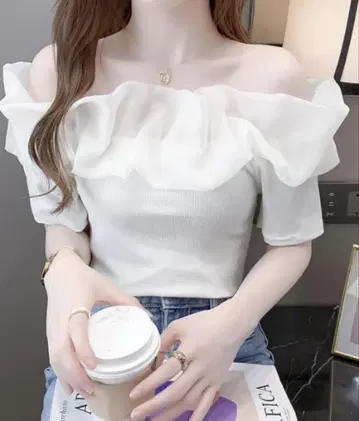 deux amour 시어 프릴 오프숄더 미사용 새상품