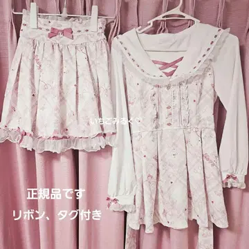 LIZLISA sewing bear 패턴 셋업 정품 누락 없음