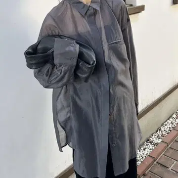 셀렉트 모카 시어 오버 사이즈 셔츠