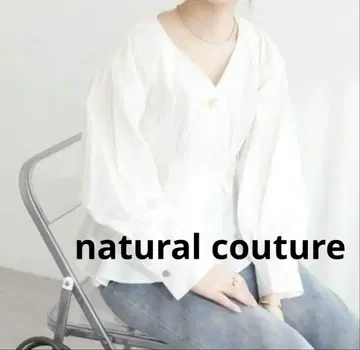 natural couture 턱 디자인 페플럼 블라우스 여성용